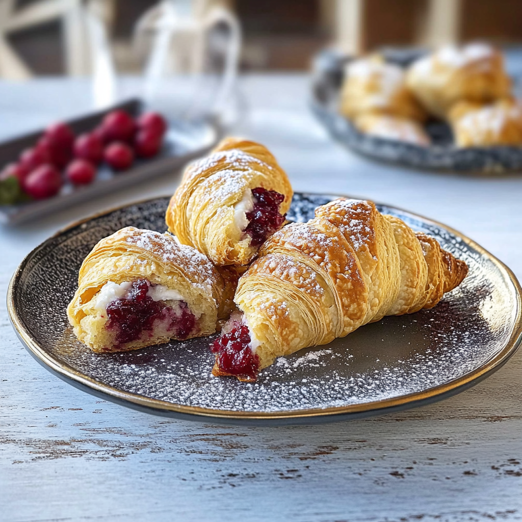 Recipe preparation for Croissant Breakfast Bites with Cranberry Jam