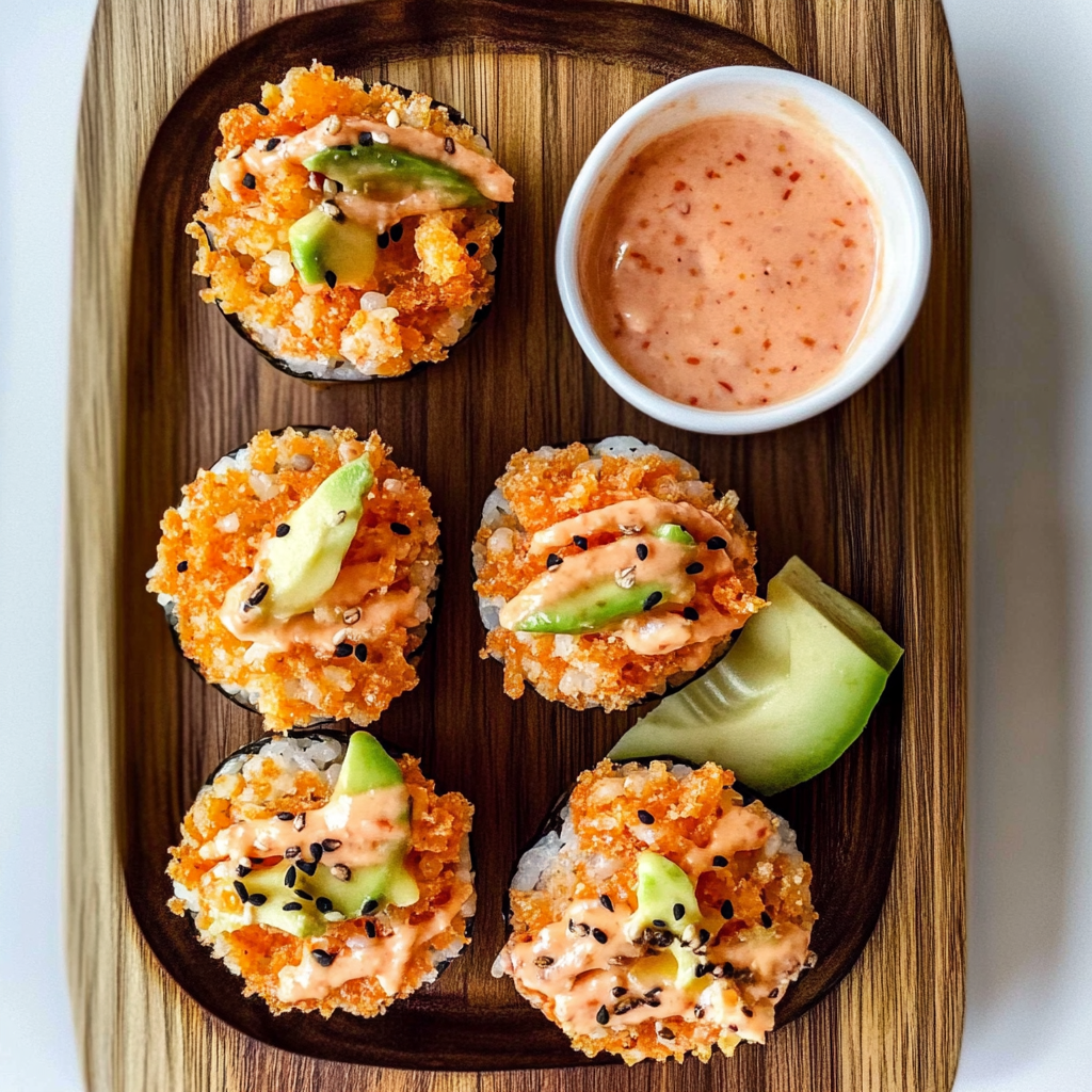 Recipe preparation for Crunchy Sushi Rice Cups with Spicy Mayo