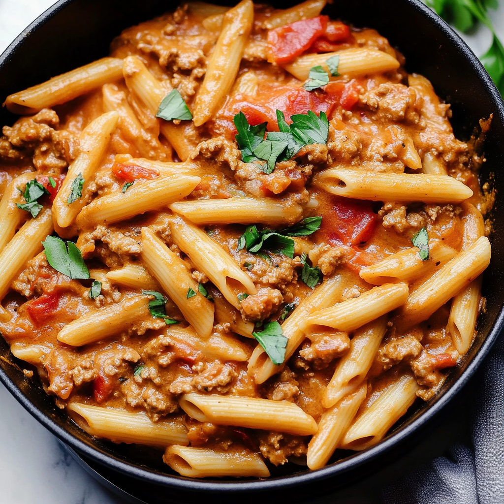 Recipe preparation for Creamy Rotel Pasta