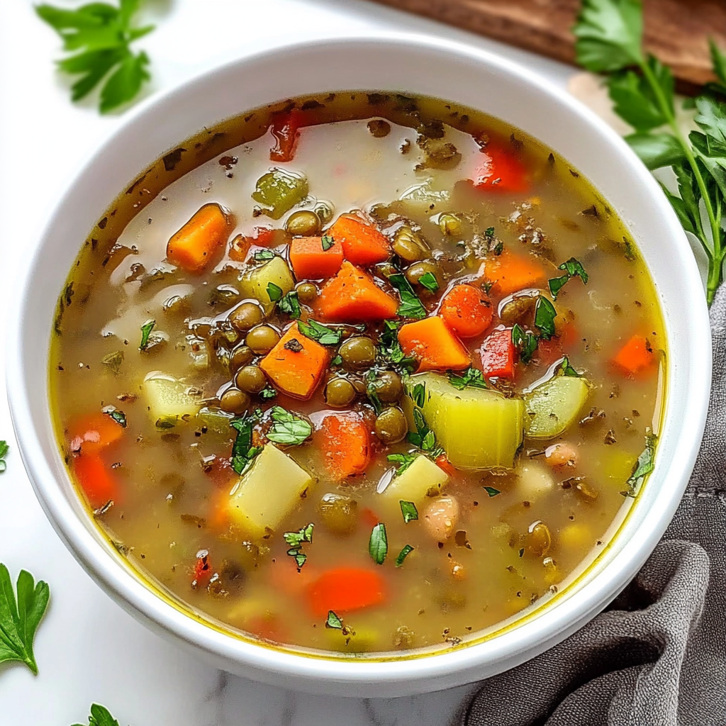 Recipe preparation for Lentil Vegetable Soup