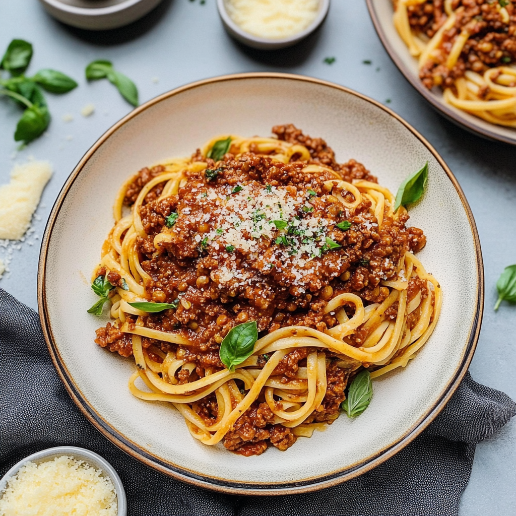 Recipe preparation for lentil bolognese