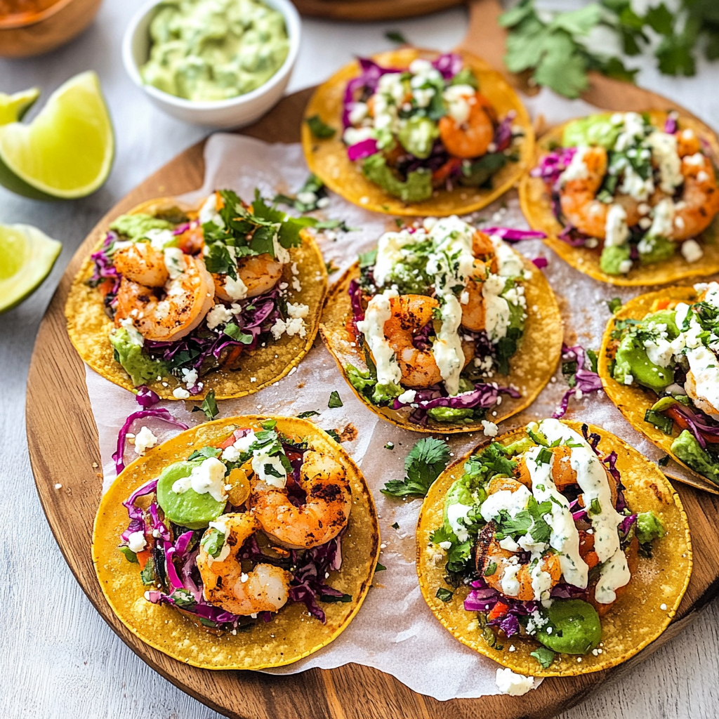 Recipe preparation for Shrimp Tostadas