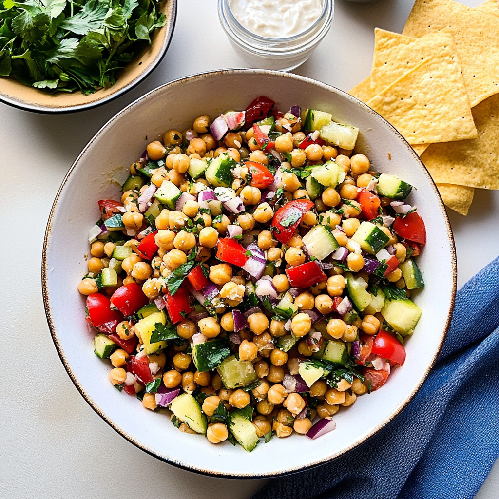 Recipe preparation for mediterranean chickpea salad