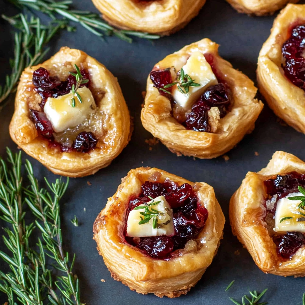 Recipe preparation for Baked Brie and Cranberry Tartlets with Crescent Rolls