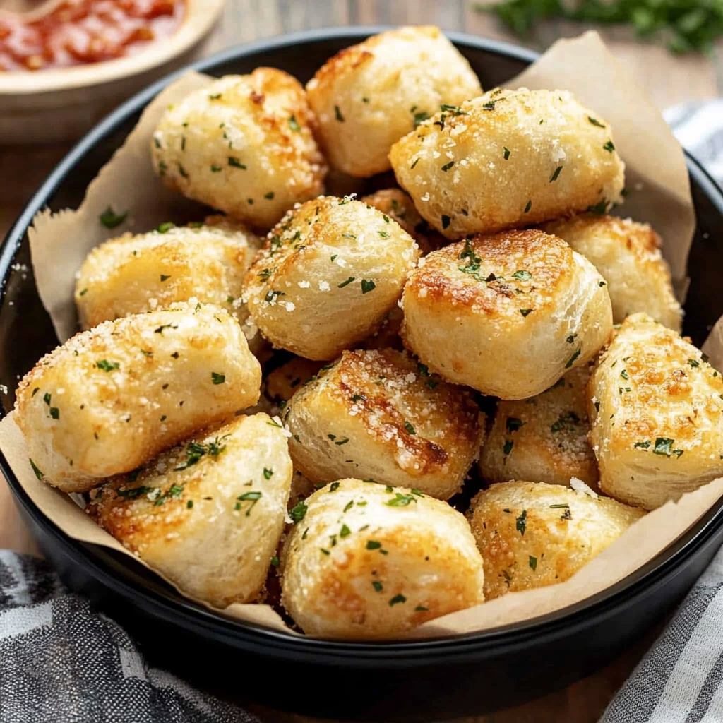 Recipe preparation for Garlic Parmesan Bread Bites