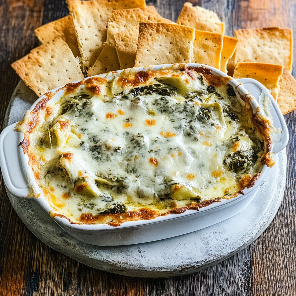Recipe preparation for Hot Spinach Artichoke Dip