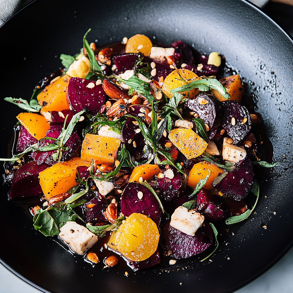 Recipe preparation for roasted beet salad