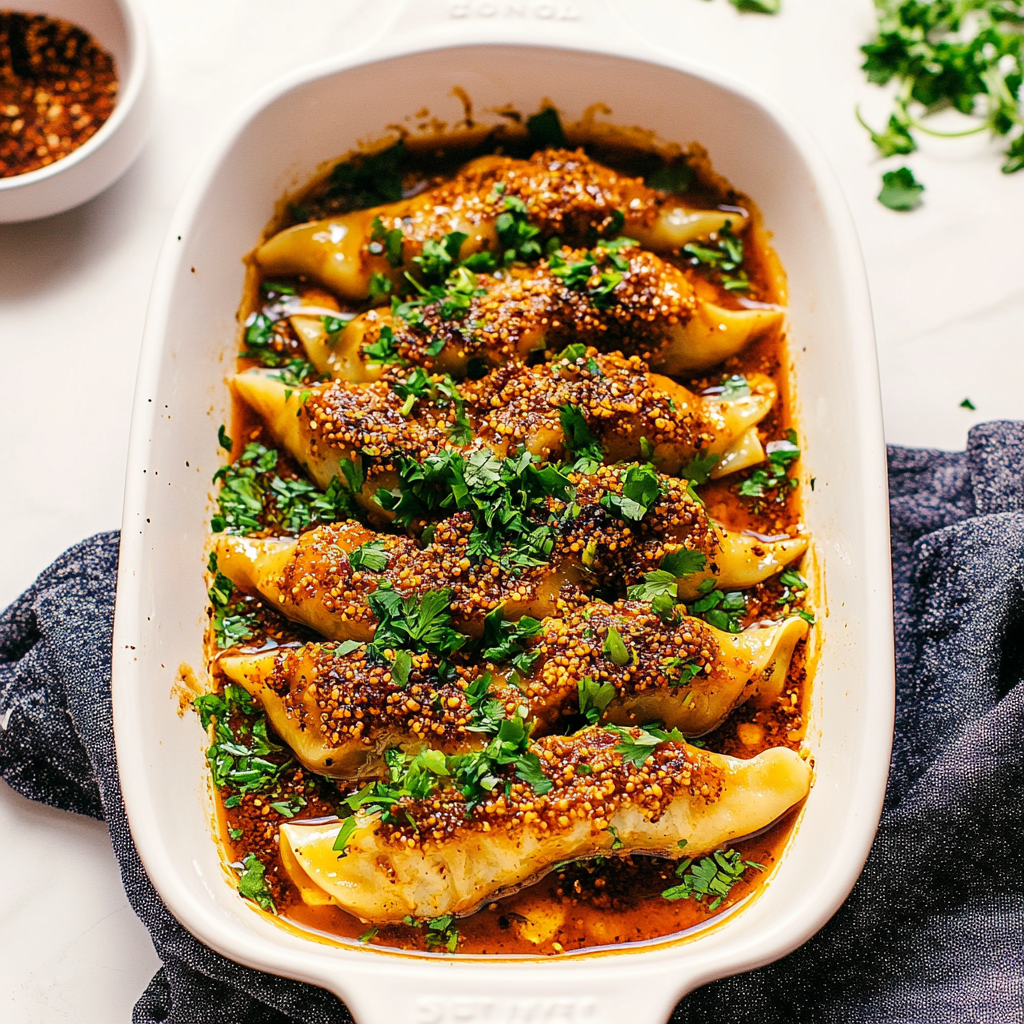 Recipe preparation for One Pan Dumpling Dinner