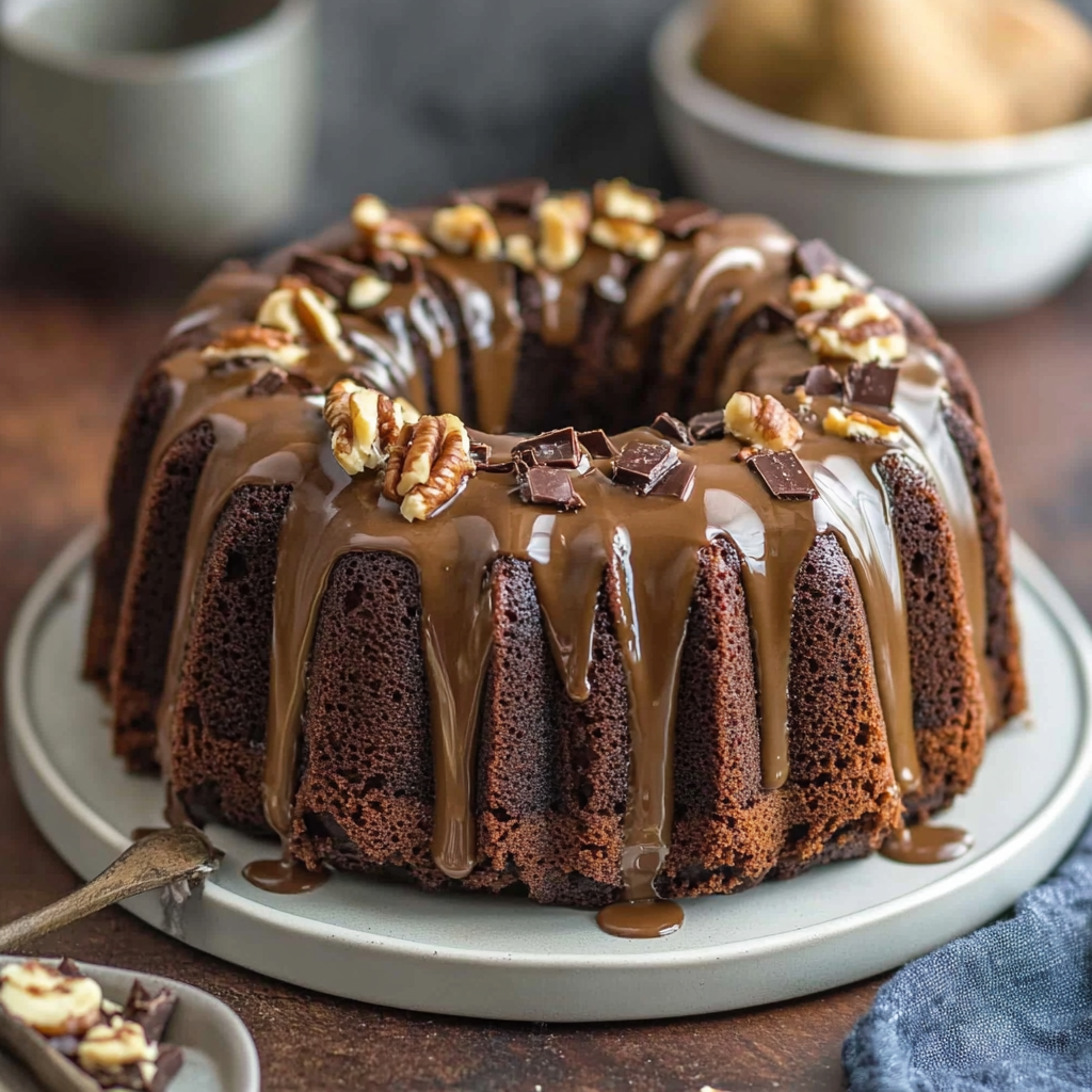 Recipe preparation for Chocolate Brownie Bundt Cake