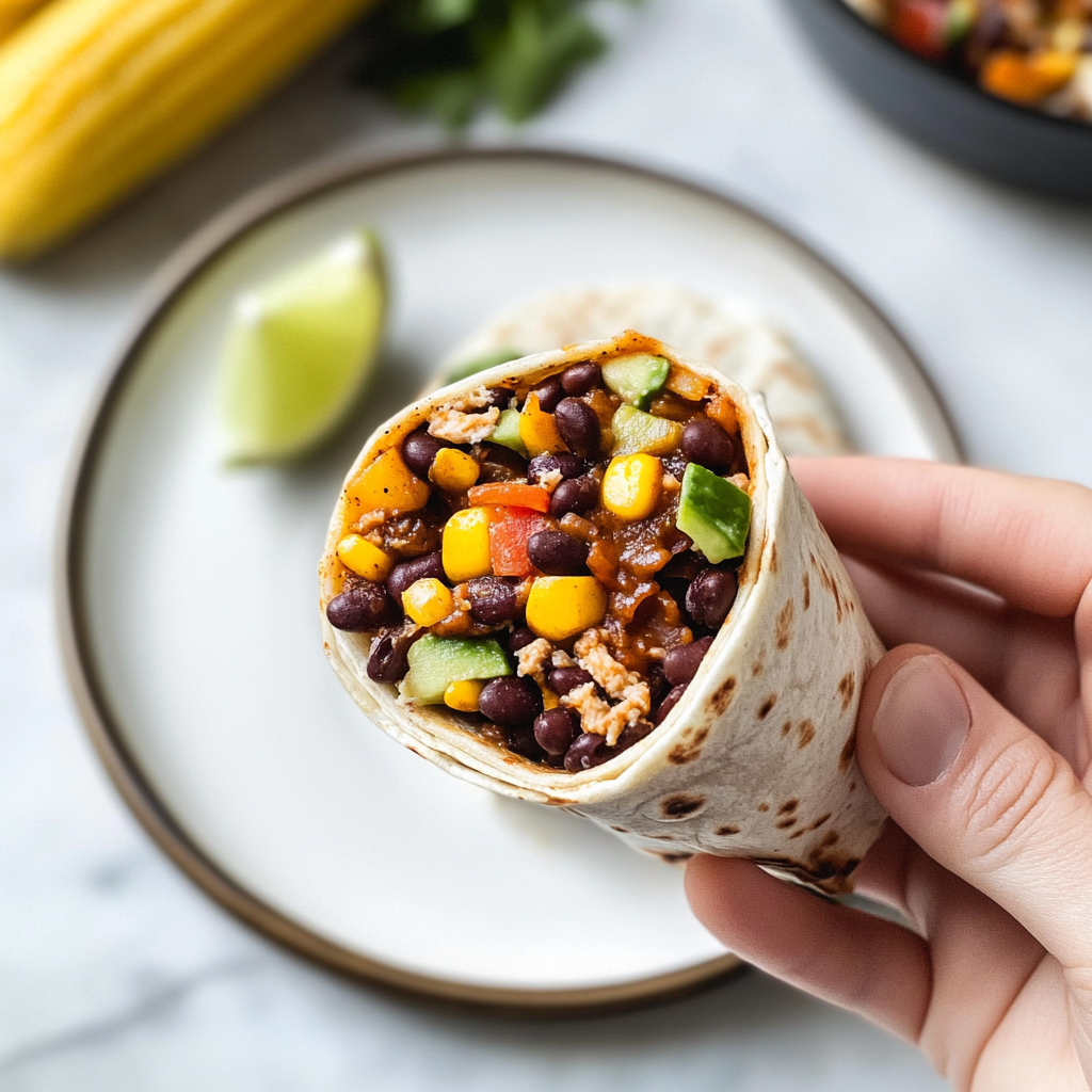 Recipe preparation for Vegan Breakfast Burrito with Black Beans