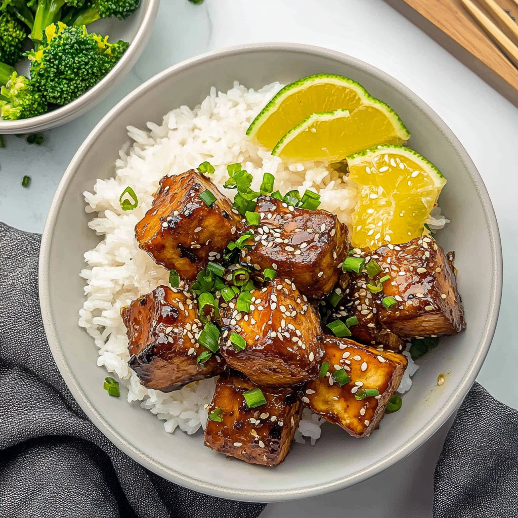 Recipe preparation for Sesame Teriyaki Salmon Rice Cubes