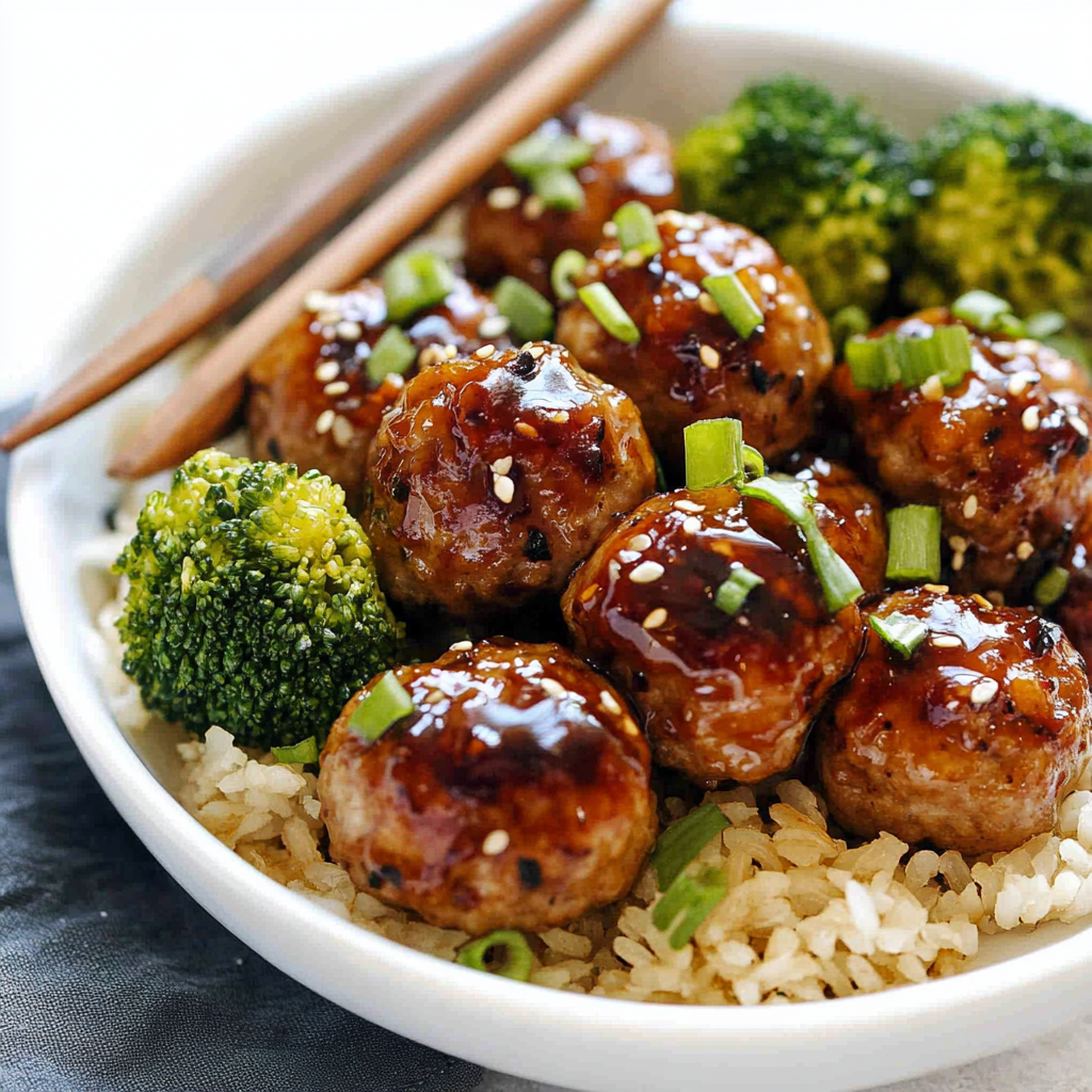 Recipe preparation for Cranberry-Glazed Turkey Meatballs with Herb Rice