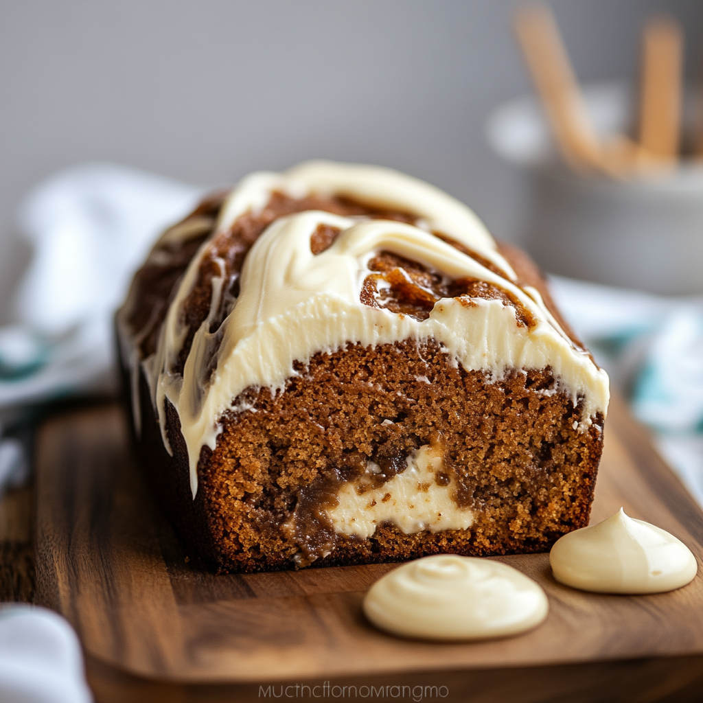 Recipe preparation for Ginger Molasses Cream Cheese Swirl Loaf
