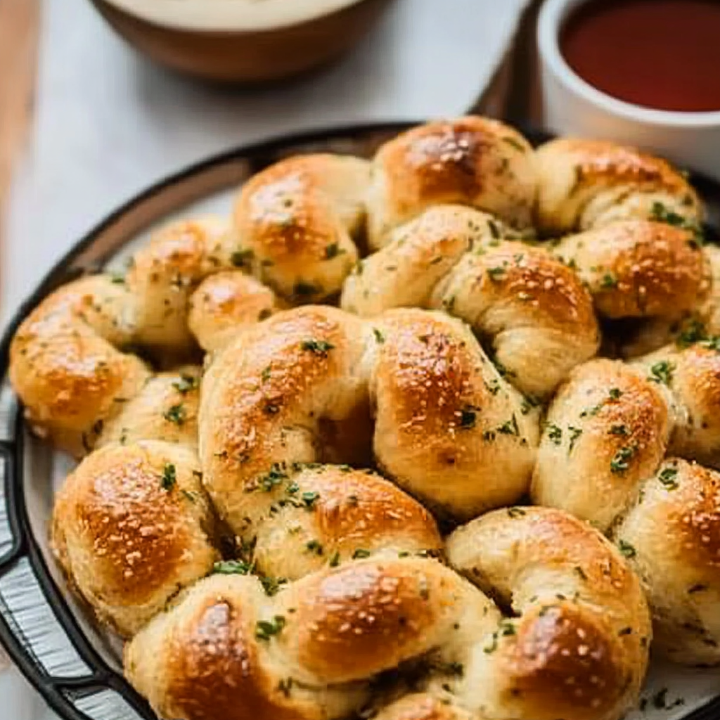 Recipe preparation for Garlic Butter Christmas Rolls