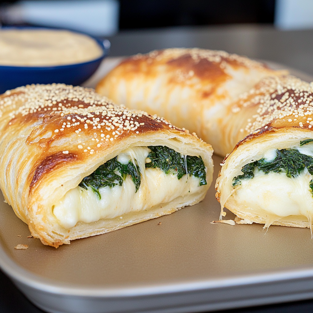 Recipe preparation for Spinach & Cheese Stromboli
