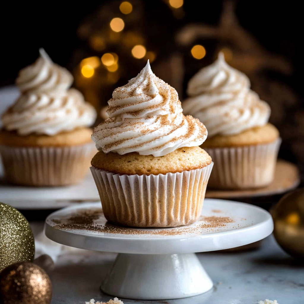 Recipe preparation for Eggnog Cupcakes with Cinnamon Sugar