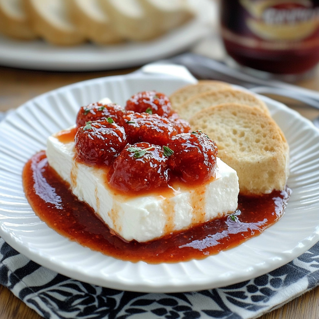 Recipe preparation for Cream Cheese & Pepper Jelly Appetizer