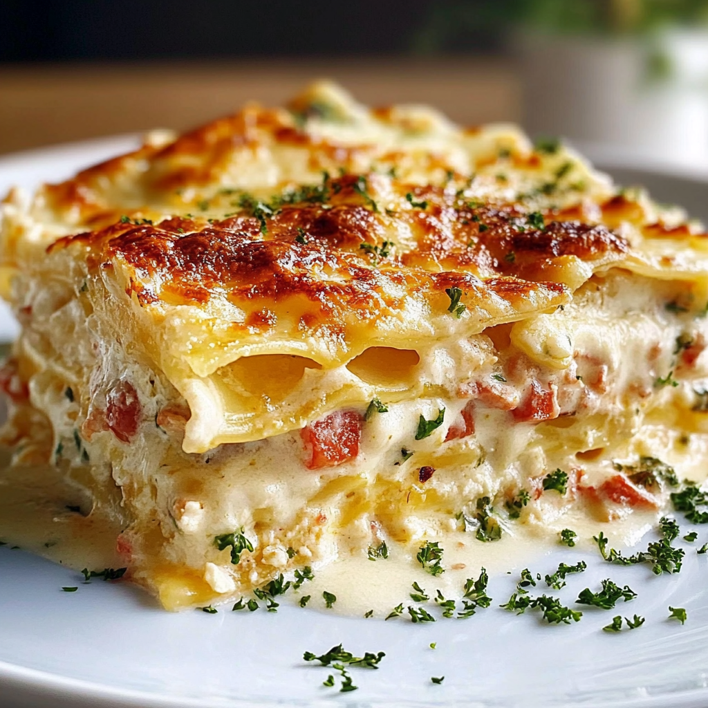 Recipe preparation for Lobster & Rib-eye White Lasagna