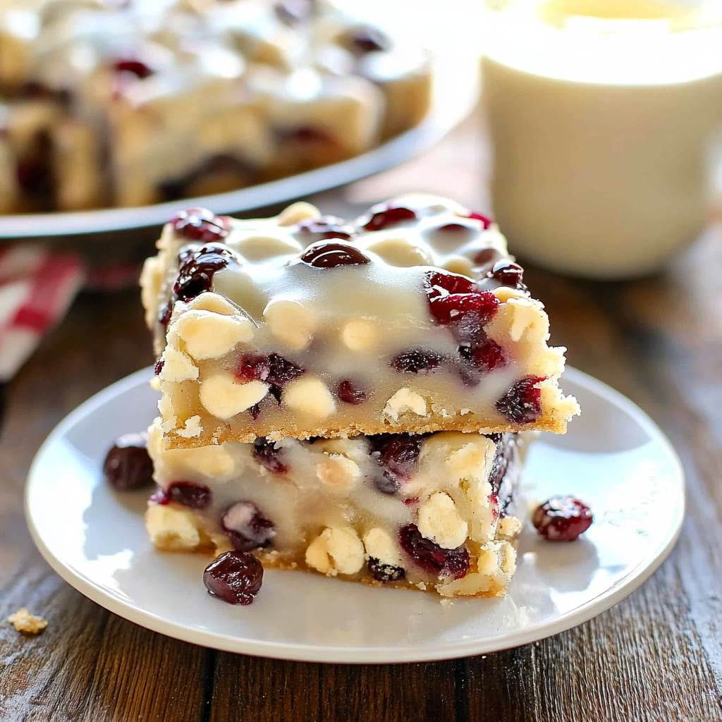 Recipe preparation for Cranberry White Chocolate Cookie Bars