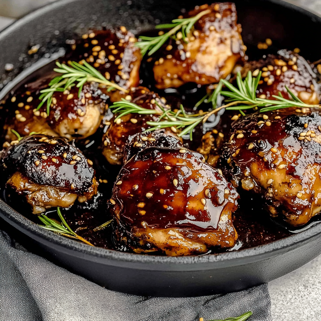 Recipe preparation for Sticky Balsamic & Fig Glazed Chicken Thighs