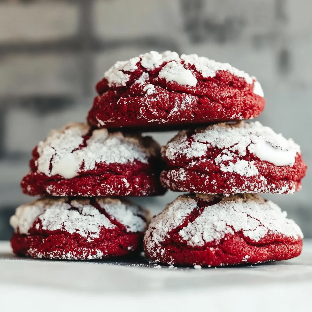 Recipe preparation for Red Velvet Crinkle Cookies