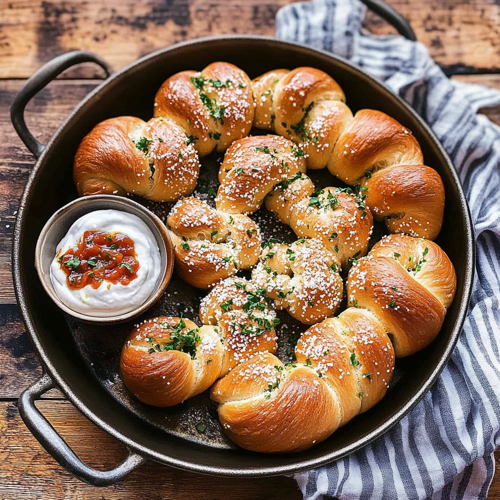 Recipe preparation for Pillowy Garlic Knots