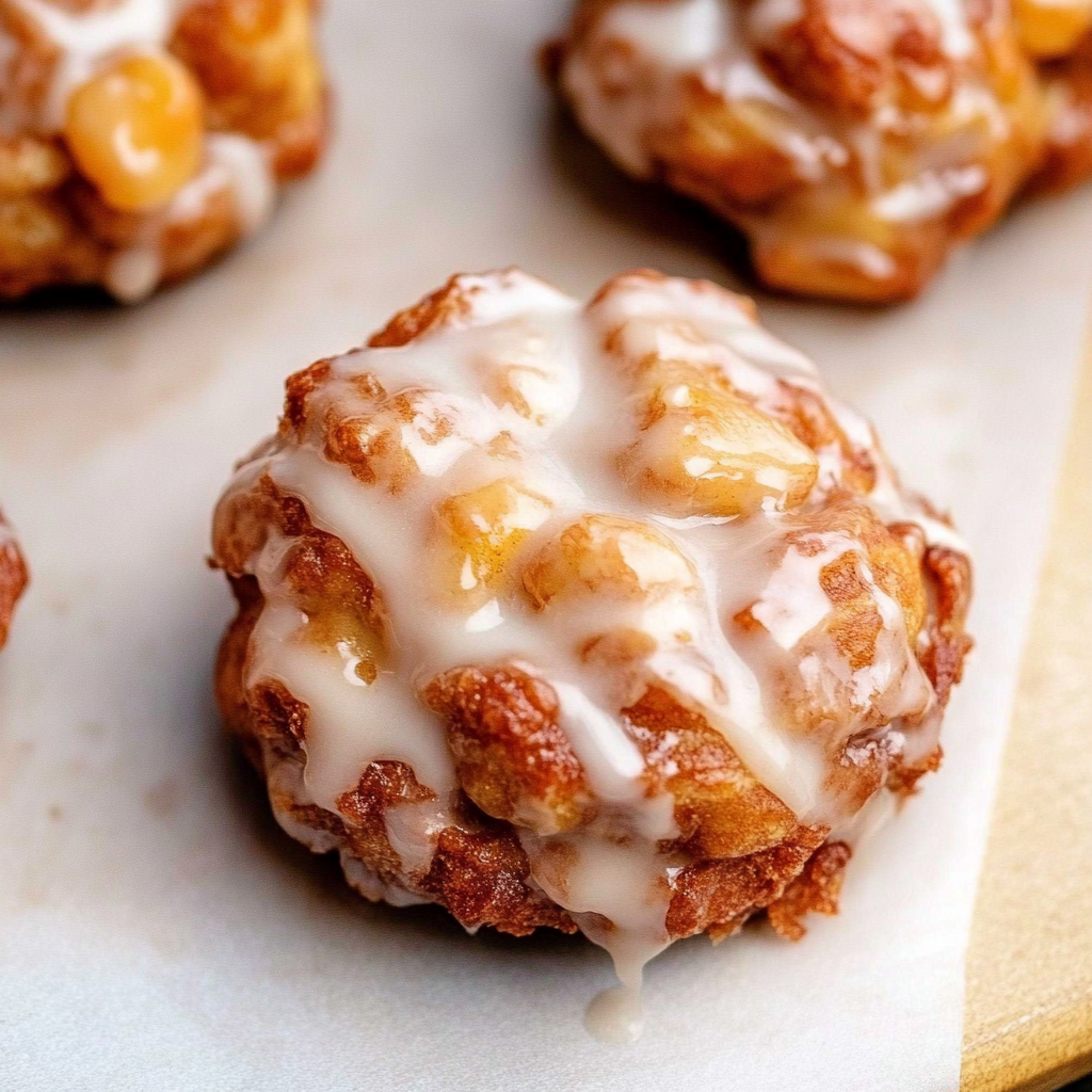 Recipe preparation for baked apple fritters with glaze