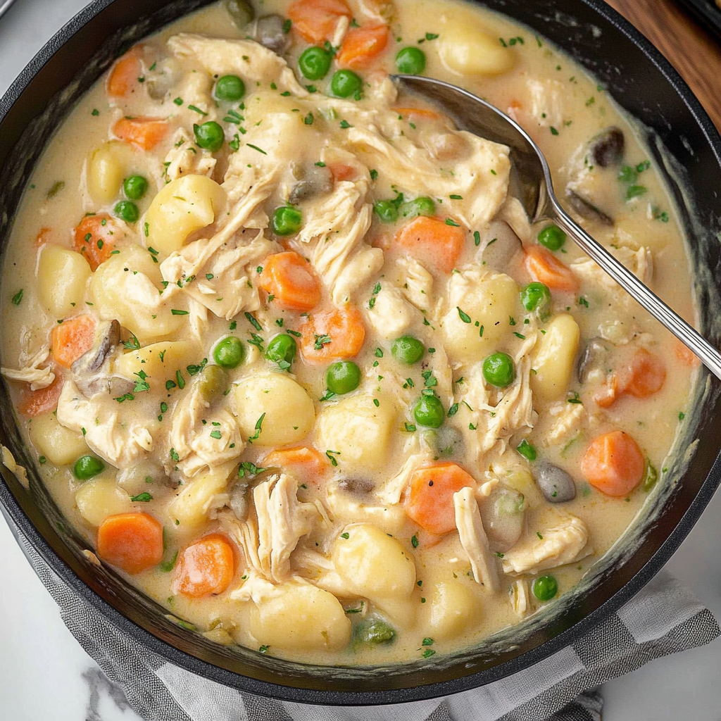 Recipe preparation for gnocchi chicken pot pie