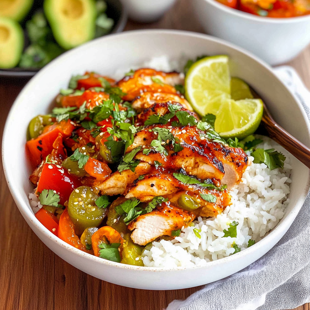Recipe preparation for Chili Lime Chicken & Rice Bowls