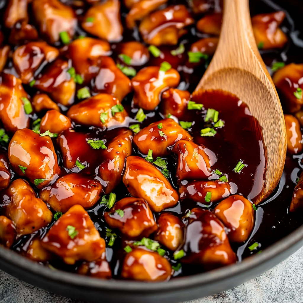 Recipe preparation for bourbon chicken