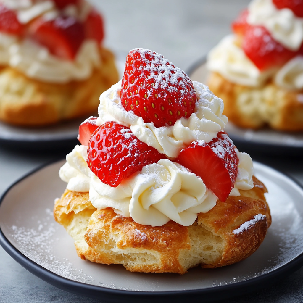 Recipe preparation for strawberry cream puffs