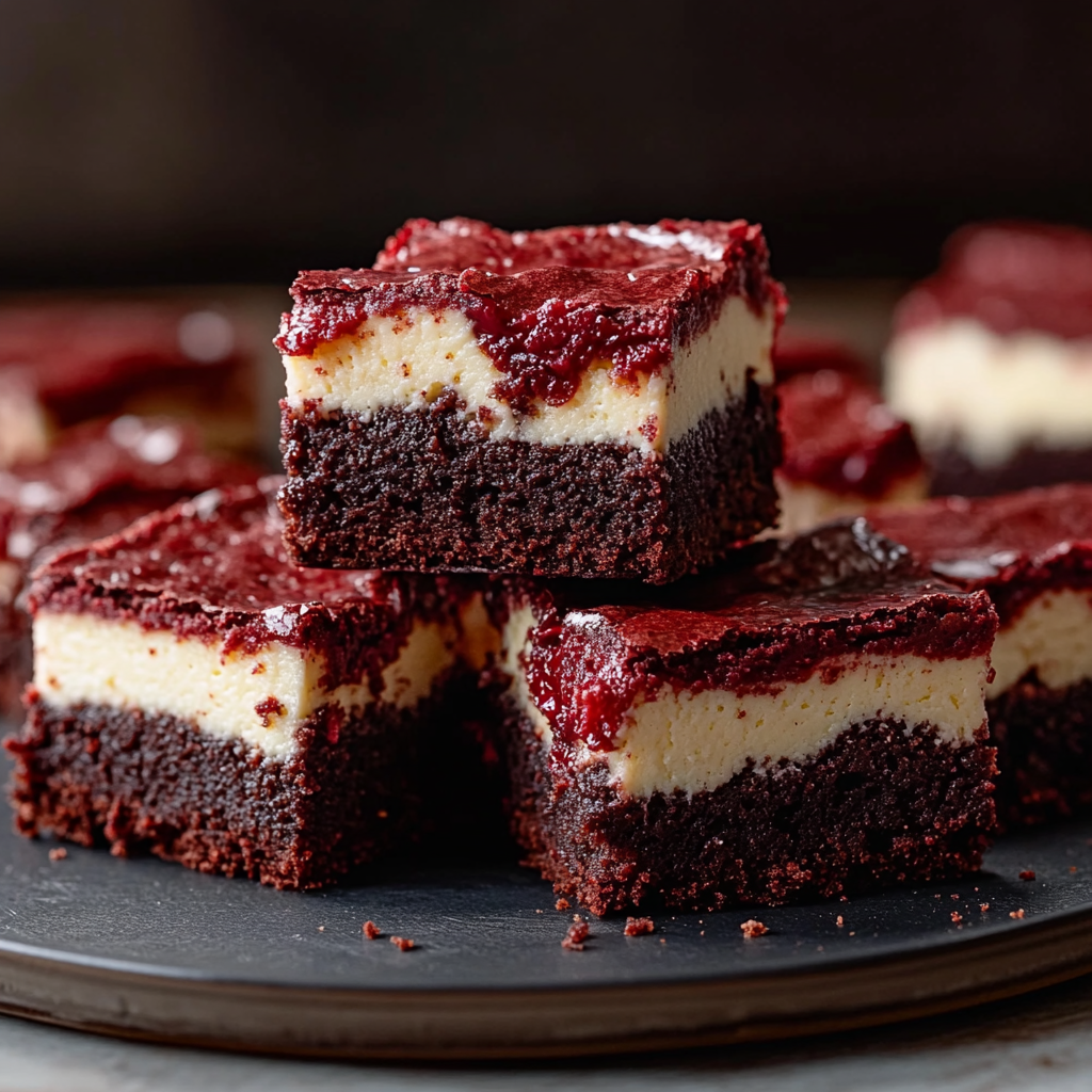 Recipe preparation for red velvet cheesecake brownies