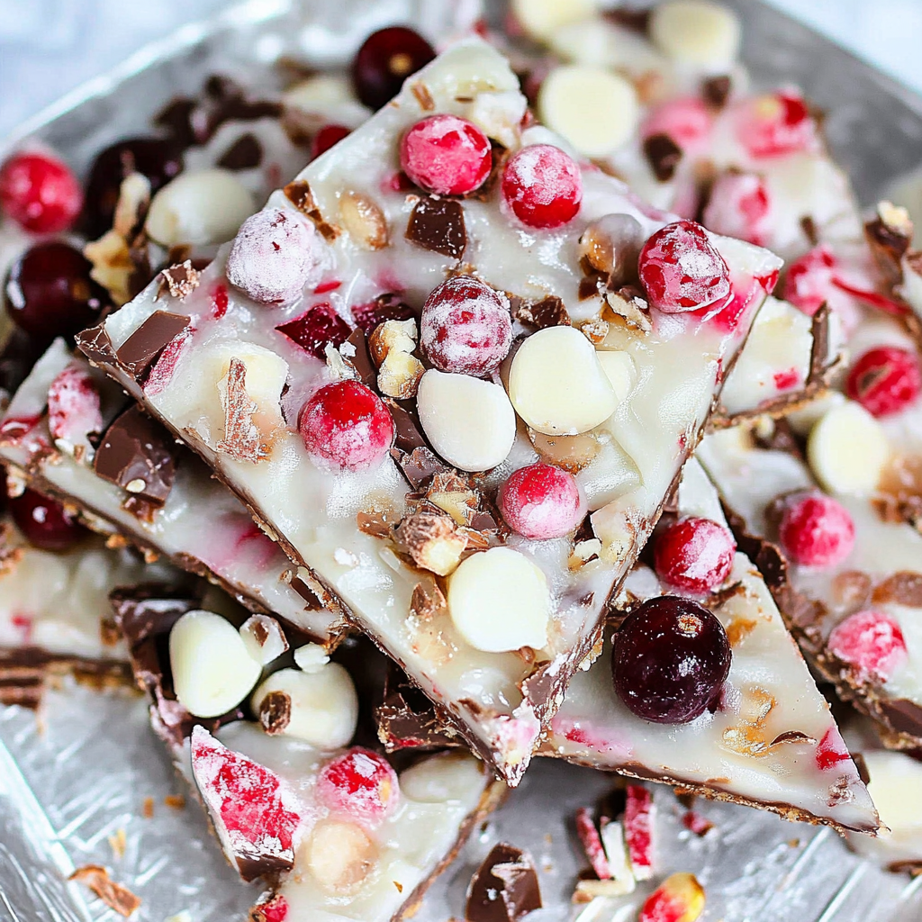 Recipe preparation for White Chocolate Cranberry Bark