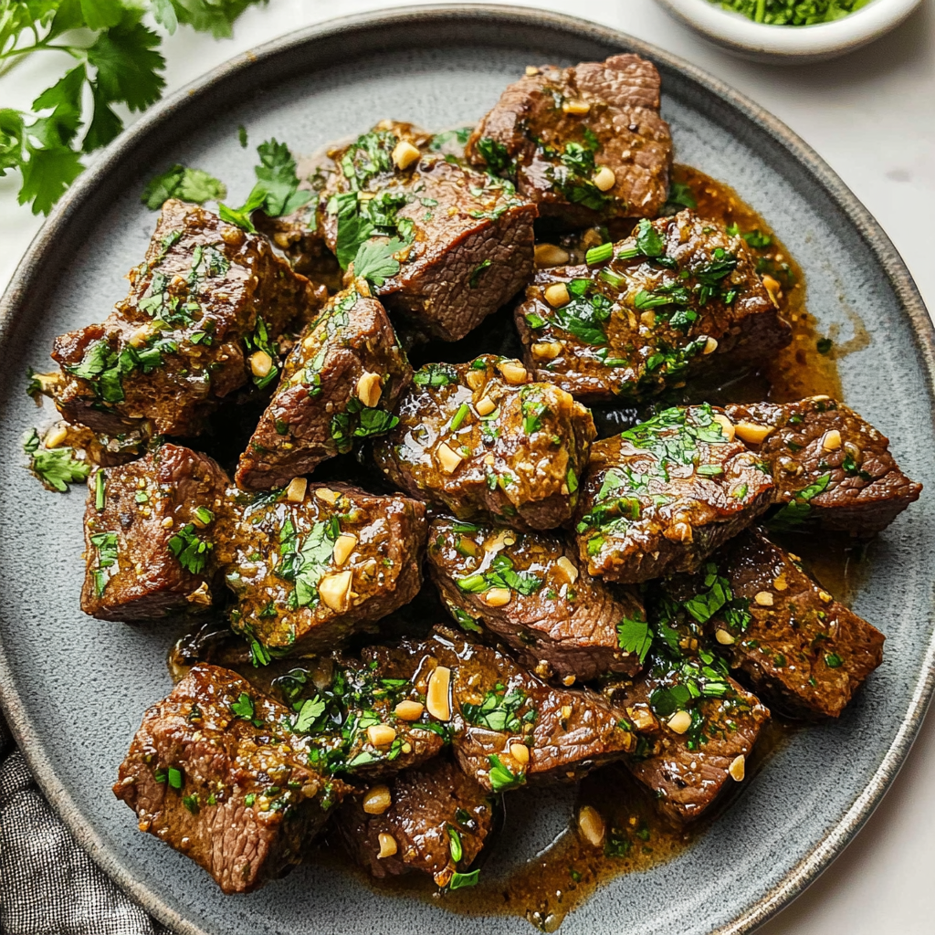 Recipe preparation for Garlic Butter Steak & Herb