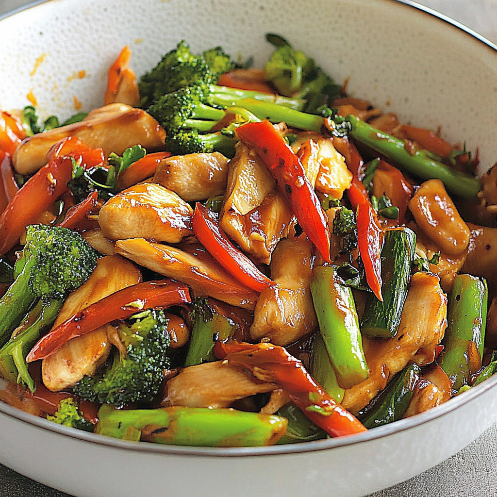 Recipe preparation for Sweet Chili Chicken Veggie Stir-Fry
