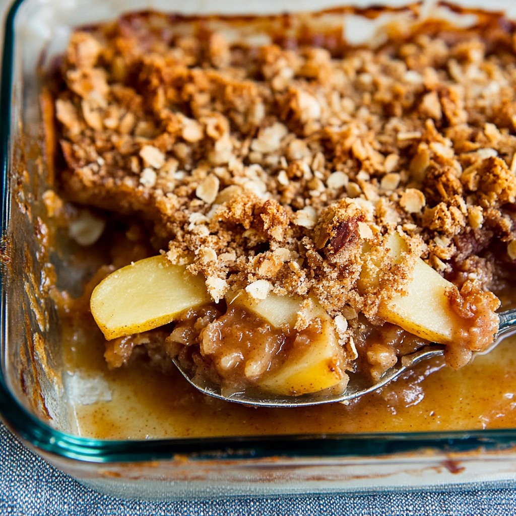 Recipe preparation for Brown Sugar Cinnamon Pear Crisp