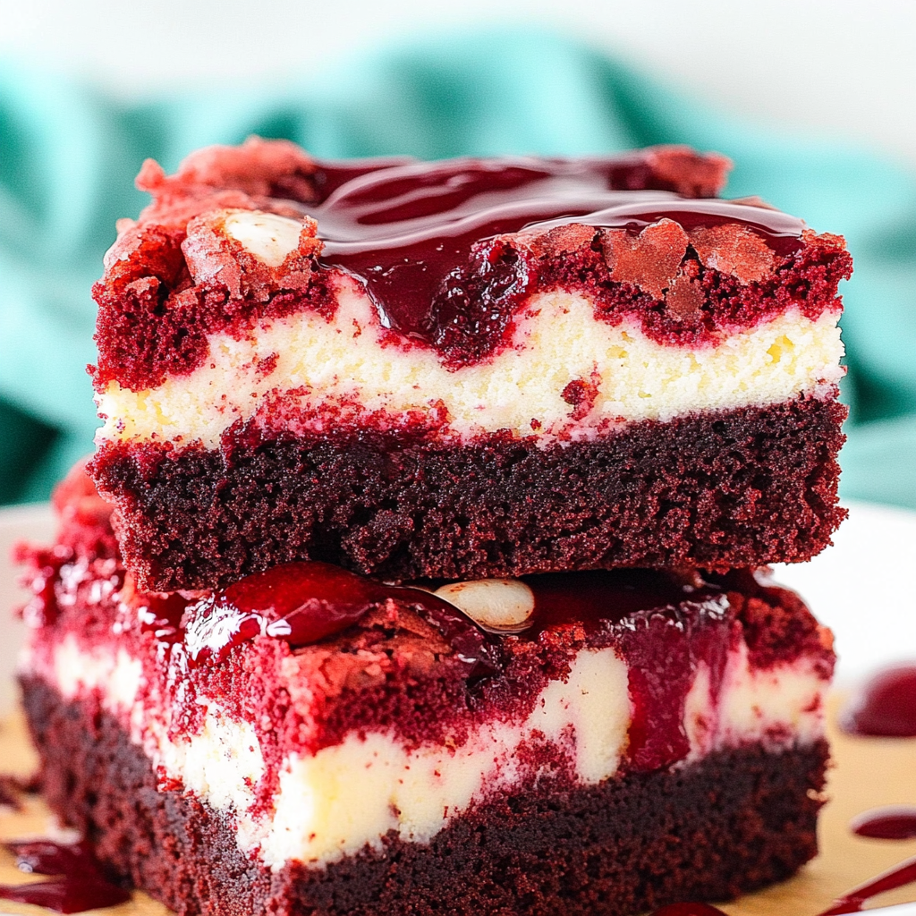 Recipe preparation for Red Velvet Cheesecake Brownie Bites
