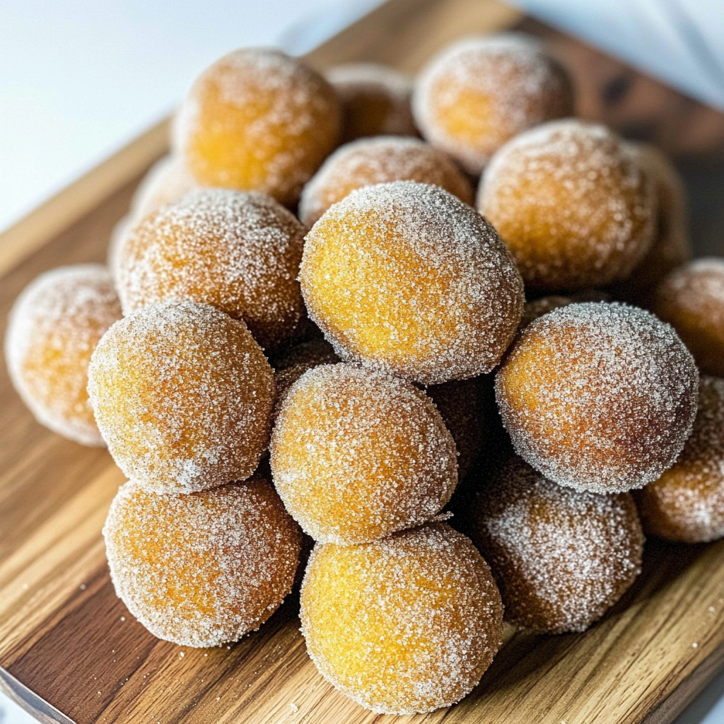 Recipe preparation for Cinnamon Sugar Christmas Donut Holes