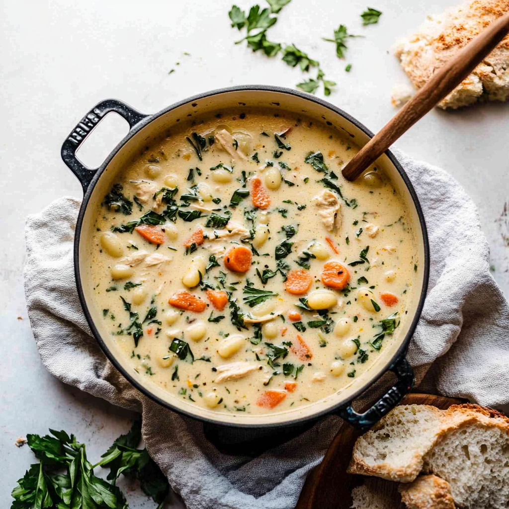 Recipe preparation for Creamy Chicken Gnocchi Soup