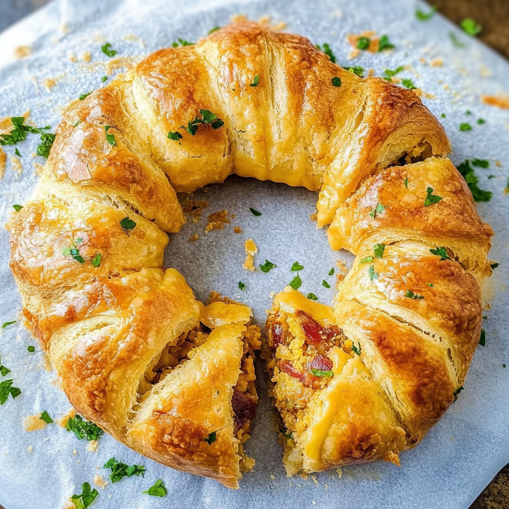 Recipe preparation for Christmas Breakfast Crescent Ring