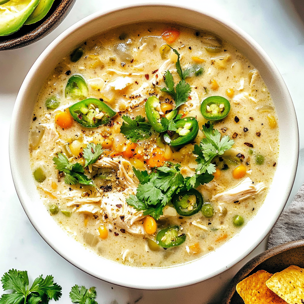 Recipe preparation for Creamy White Chicken Chili