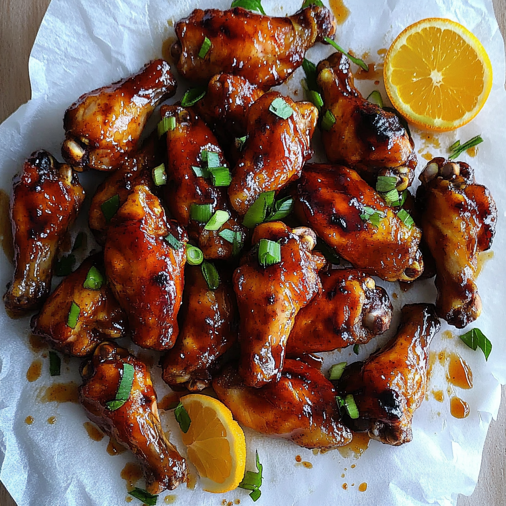 Recipe preparation for Sweet Orange Chili Glazed Chicken Wings