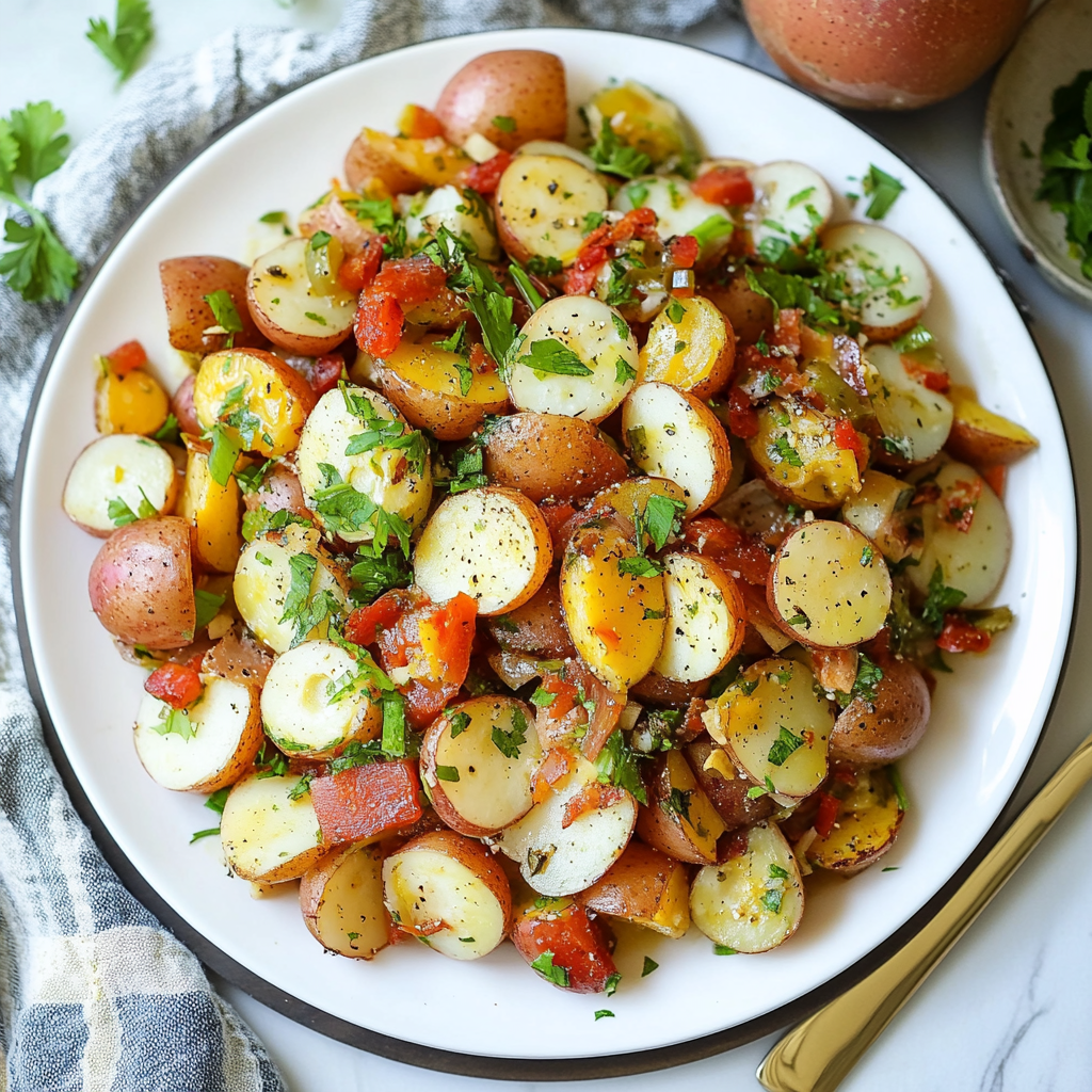 Recipe preparation for warm potato salad