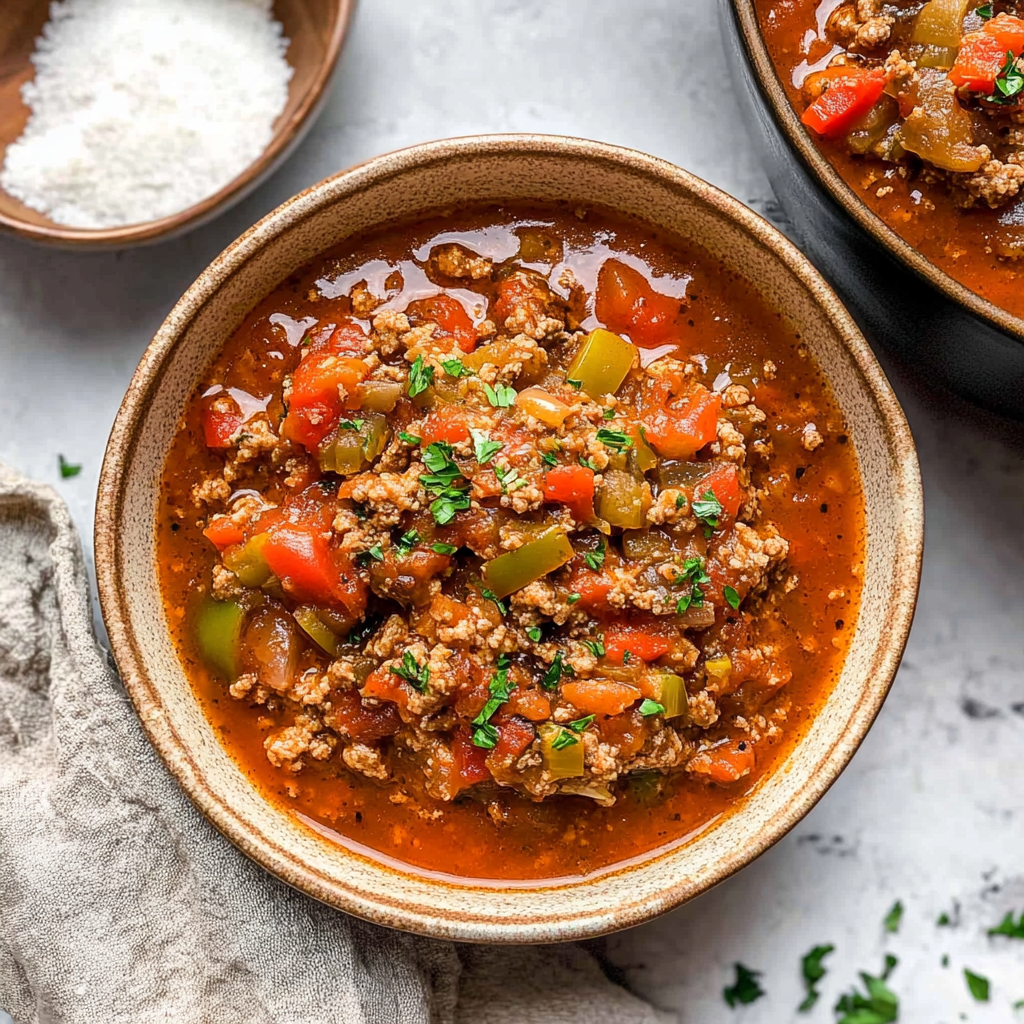 Recipe preparation for crockpot stuffed pepper soup