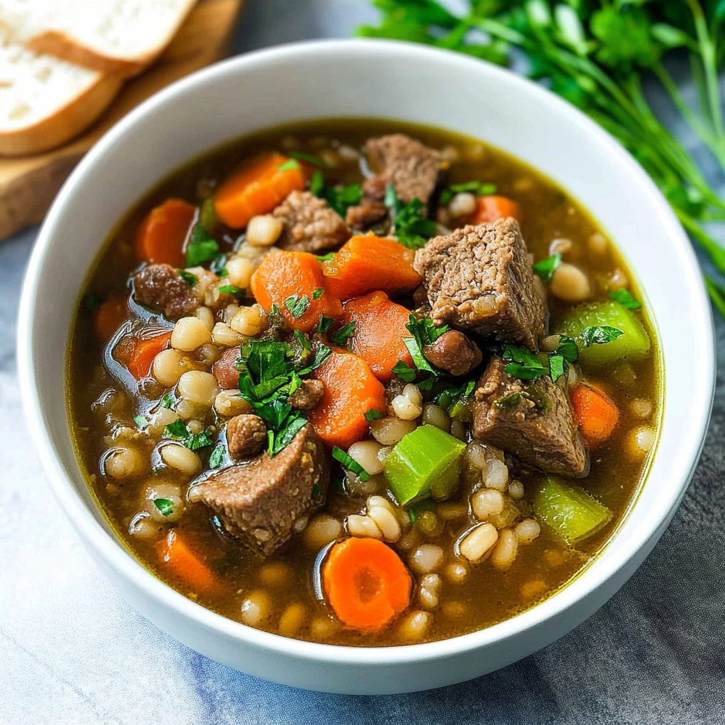 Recipe preparation for beef barley soup