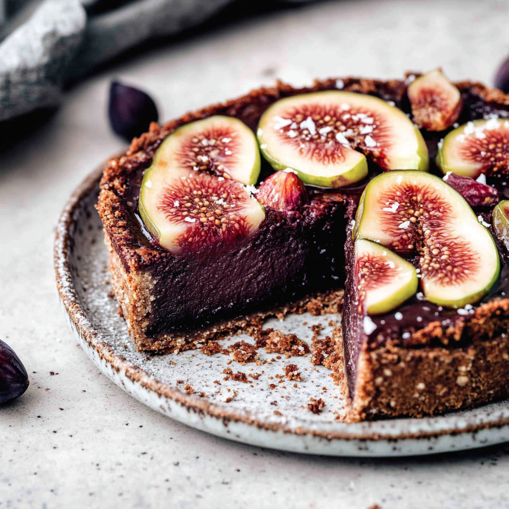 Recipe preparation for vegan chocolate fig tart