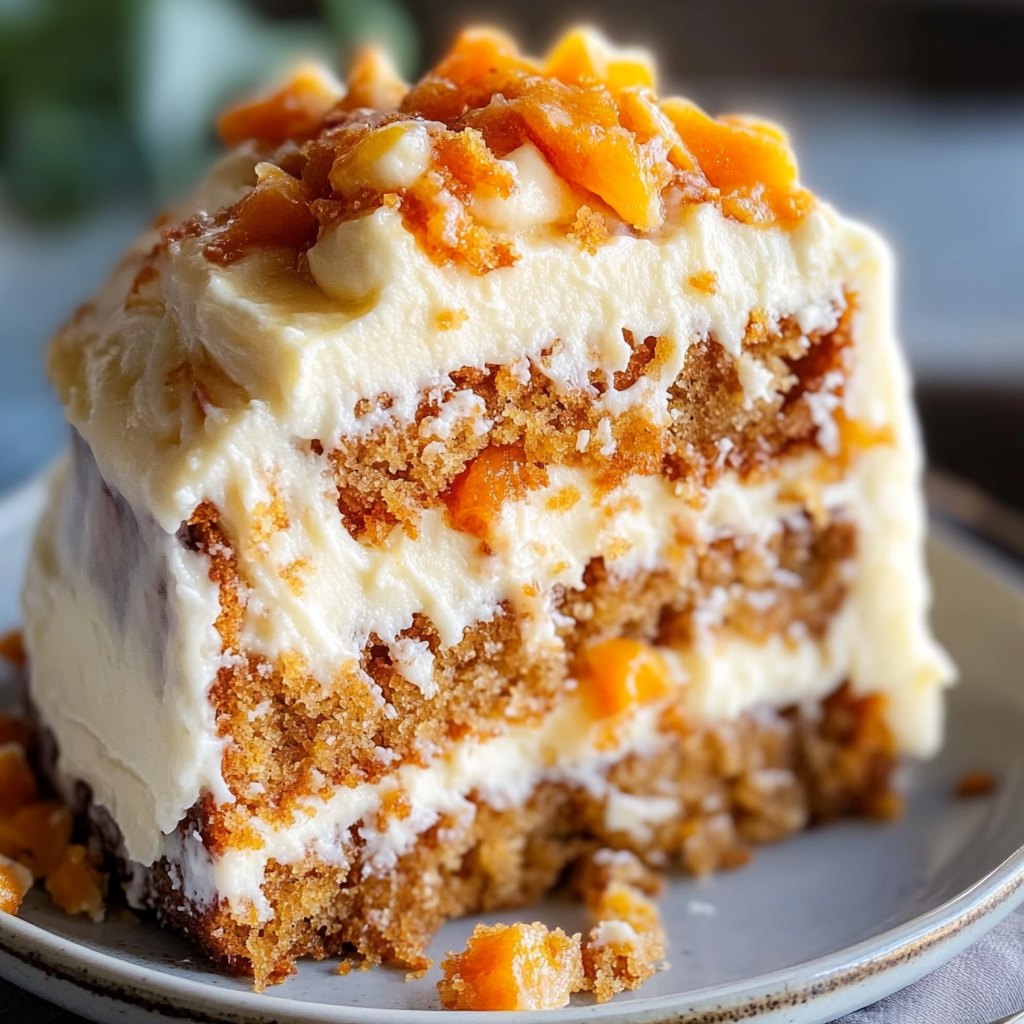 Recipe preparation for pineapple carrot cake with cream cheese frosting