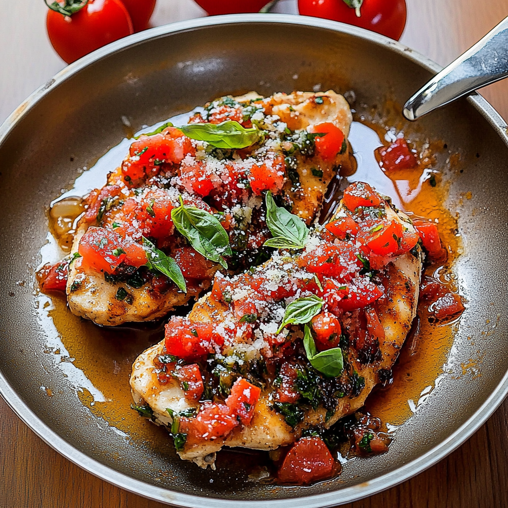 Recipe preparation for Bruschetta Chicken
