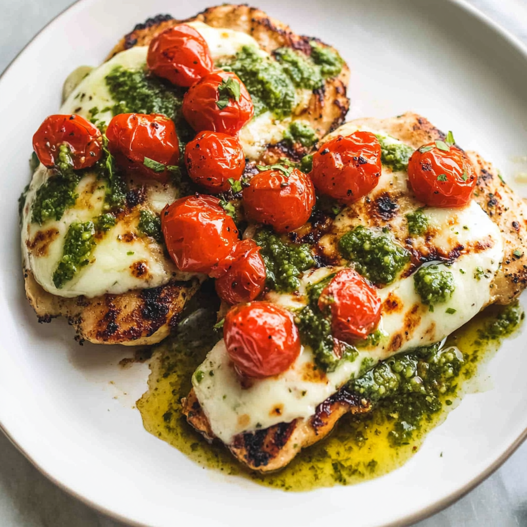 Recipe preparation for Grilled Chicken Margherita