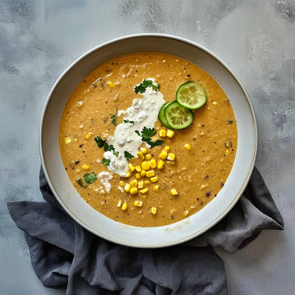 Recipe preparation for Elotes Corn Chowder